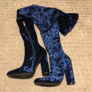Crushed Velvet Cape Robbin Thigh High Boots